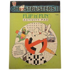Ghostbusters II Flip N Fun Activity Pad Mazes Puzzles 1988 Kids Book Vintage